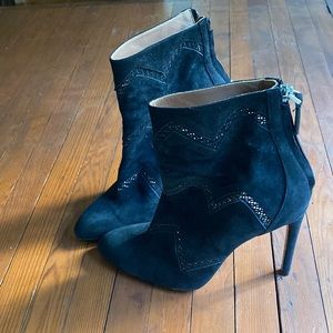 Alaia black suede pattern heeled boots